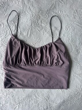 Better Be Mauve Purple Ruched Spaghetti Strap Crop Top